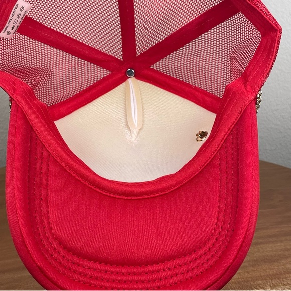 NEW Red & White Mesh Trucker Snap Back Hat Black Star Checkered Flags Cherries main image 4